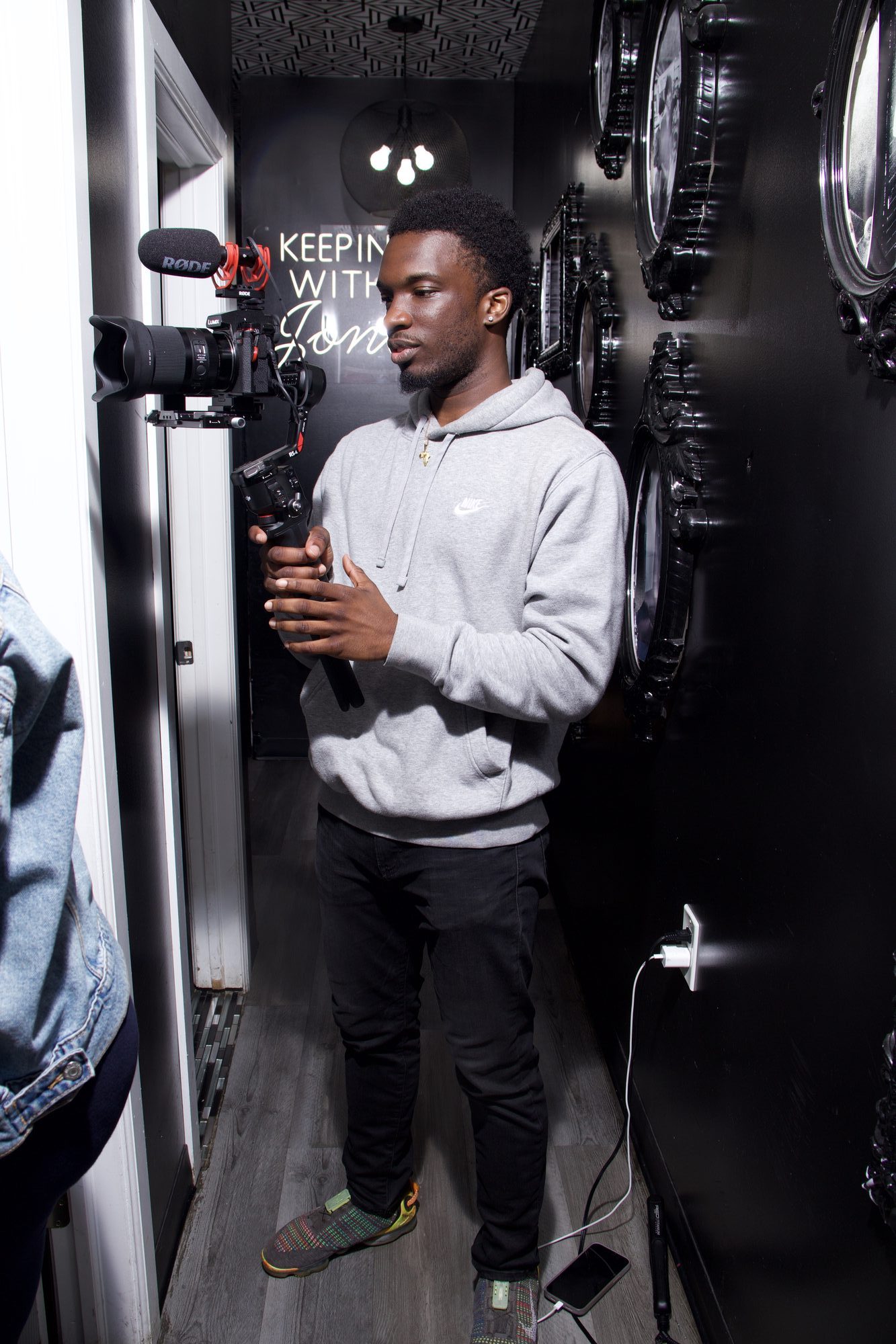 Charles in the field with the gimbal